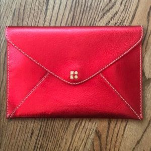 Kate Spade Metallic Red Envelope Clutch